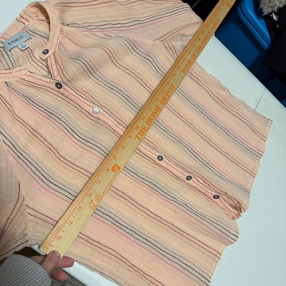 Evereve Pink Striped Button Down Shirt Blouse Cotton Medium - Picture 7 of 7